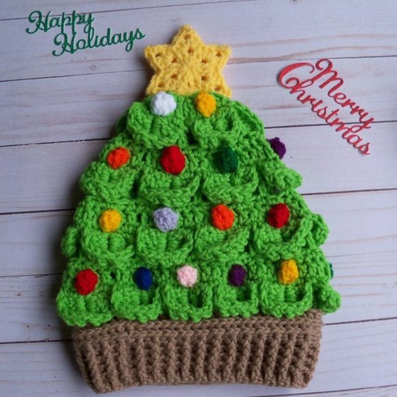 Christmas Tree Beanie Multicolor Trendy Christmas Tree Beanie Holiday Tree Hat - Picture 1 of 1